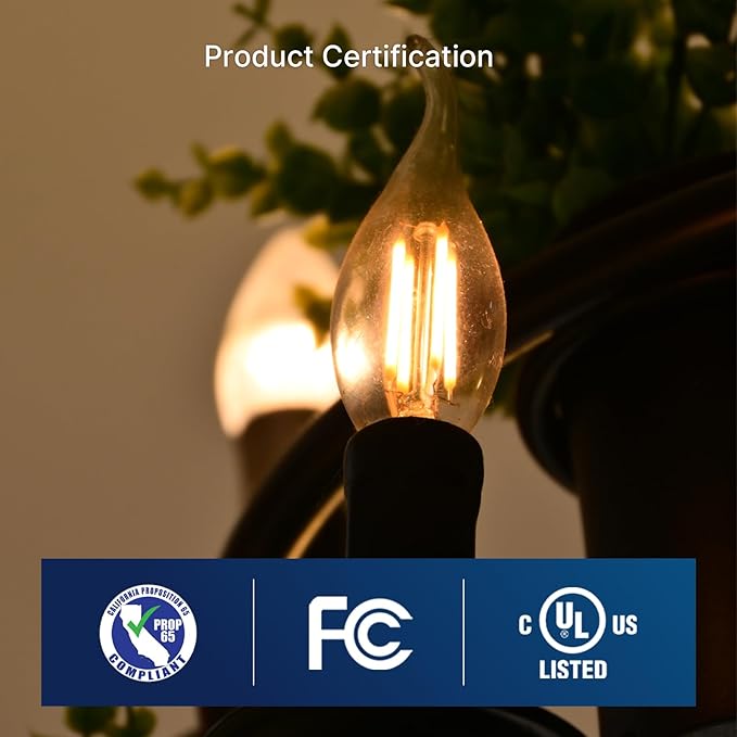 FLSNT 2700K Soft White LED Chandelier Edison Bulbs, 100W Equivalent, Dimmable CA11 E26 Base LED Candelabra Bulbs, 800LM, 6 Pack UL,CA65 Listed.