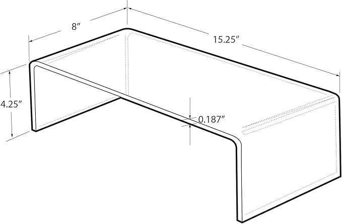 Azar Displays 515338-1PK Acrylic Laptop Stand, Computer Riser for Desk, Monitor Stand, Closet Organizer for Clothes & Shoes, Cabinet Display for Accessories and Décor (3/16" thick acrylic) 15"x7.75 x 4.5