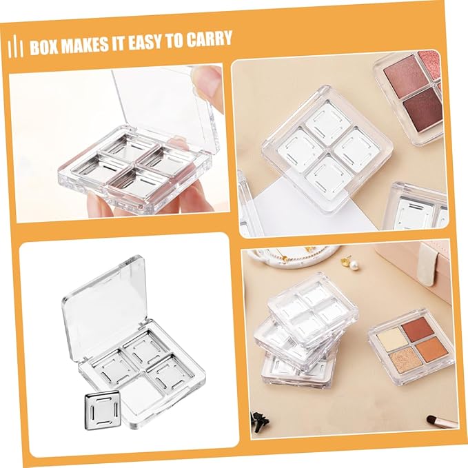 NOLITOY 4pcs Diy Eyeshadow Palette Compact Makeup Organizer for Women for Travel and Custom Eye Looks Case for Easy Selection