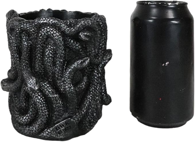 Ebros Gift Greek Mythology Gothic Gorgon Sisters Goddess Medusa With Wild Snakes Hair And Red Bloodshot Gem Head Ornament Decorative Stationery Pen Pencil Make Up Tools Organizer Holder