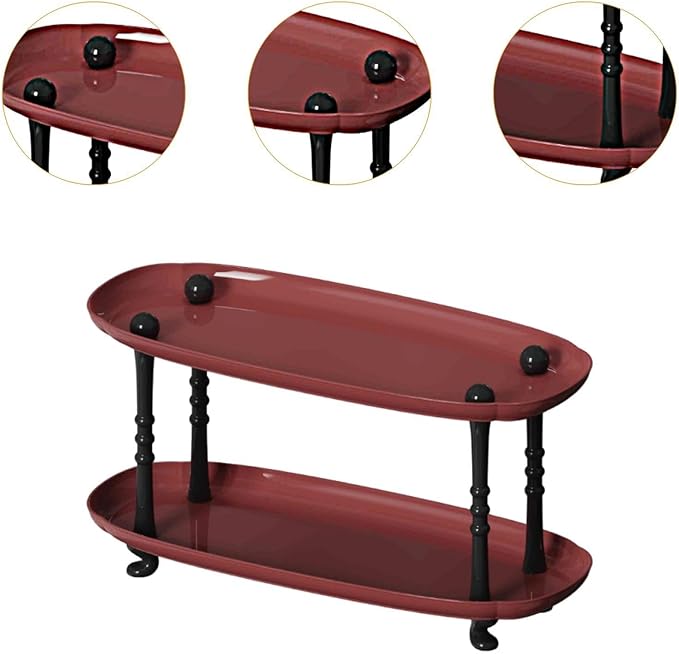 Desktop Organizer Countertop Storage Rack Vanity Tray Makeup Organizer for Countertop Red(Red)