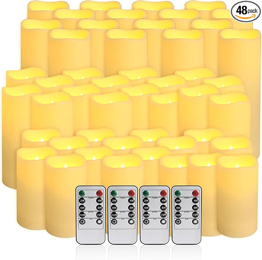 48- Pack of 3 Sizes of LED Flameless Candles.This Candle is Suitable for café, Fancy Restaurant, Bookstore and Other Scenes to Create a Relaxing and Romantic Atmosphere.