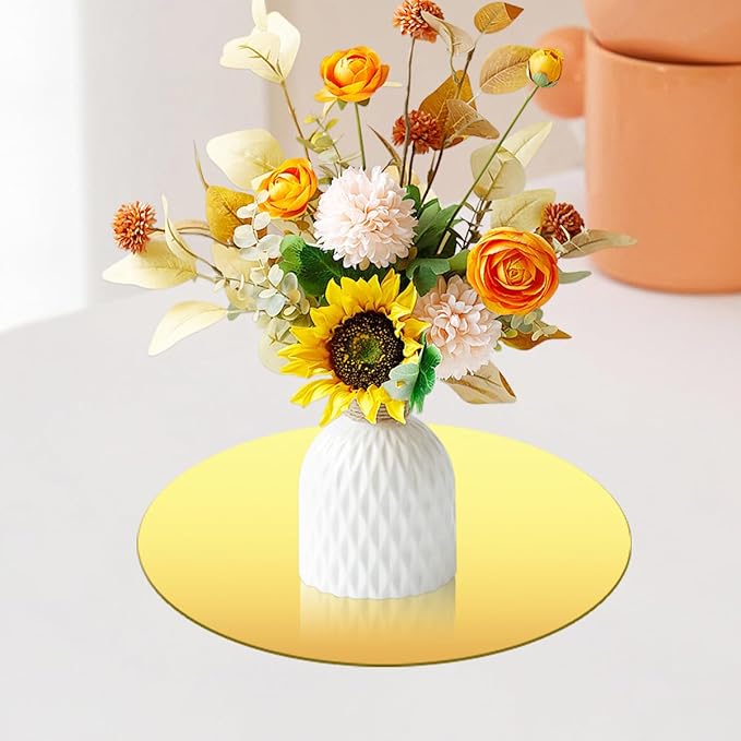 14 Pcs Acrylic Round Mirror for Tables Centerpieces, 8 inch Circle Mirror Tiles Tray for Wedding Wall Home Living Room Bedroom Decor, Small for Crafts (8in/20cm)