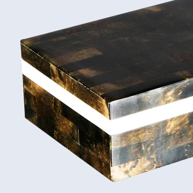 Handicrafts Home Large Decorative Storage Box with Lid– 10x4x2.5” Coffee Table Organizer, Keepsake-Decorative Boxes for Home Decor, Stylish Decorative Box for Office Décor-Black
