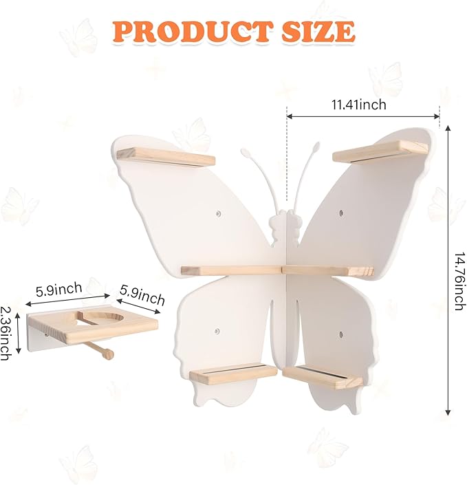 90°Butterfly for Tonies Box 1/2 Tonies Figures Organizer Storage Shelf Corner Wall Mounted, Magnetic Display Collection 30~40 Characters Floating Shelves Storage Player, Earphones