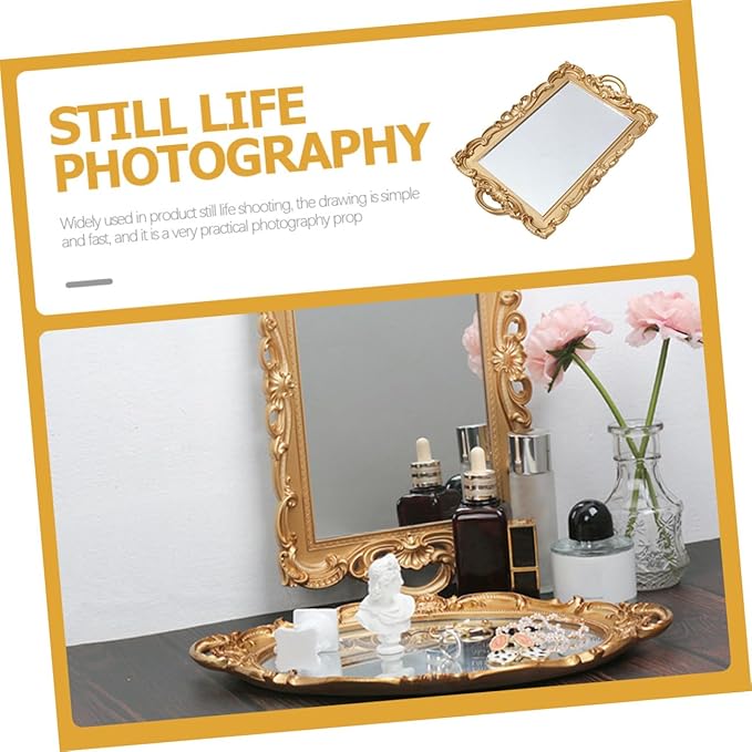 Mirror Tray for Perfume and Makeup Vanity Tray for Dresser Tops Decorative Mirror Plate Organizer for Home Décor and Bathroom Countertop Use