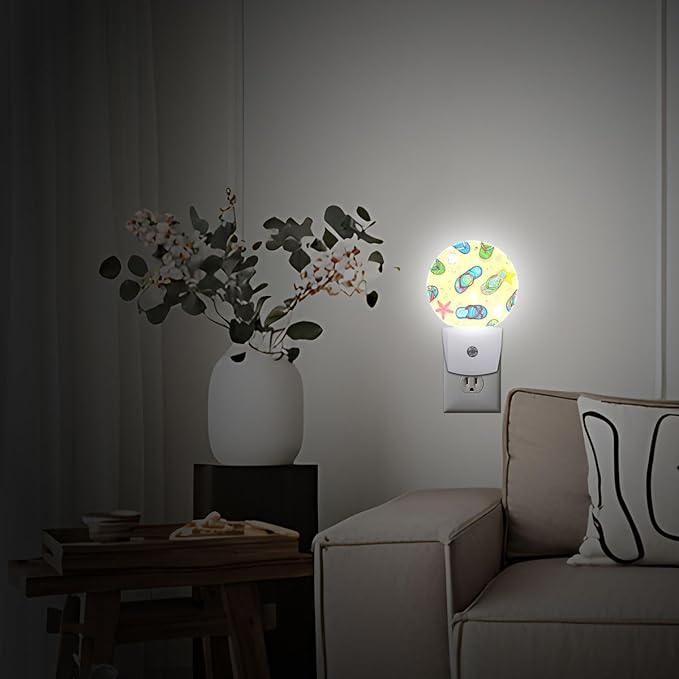 Beach Flip-Flops Night Light Plug-in Sleep Lamp Led Dusk to Dawn Night Light for Bedroom