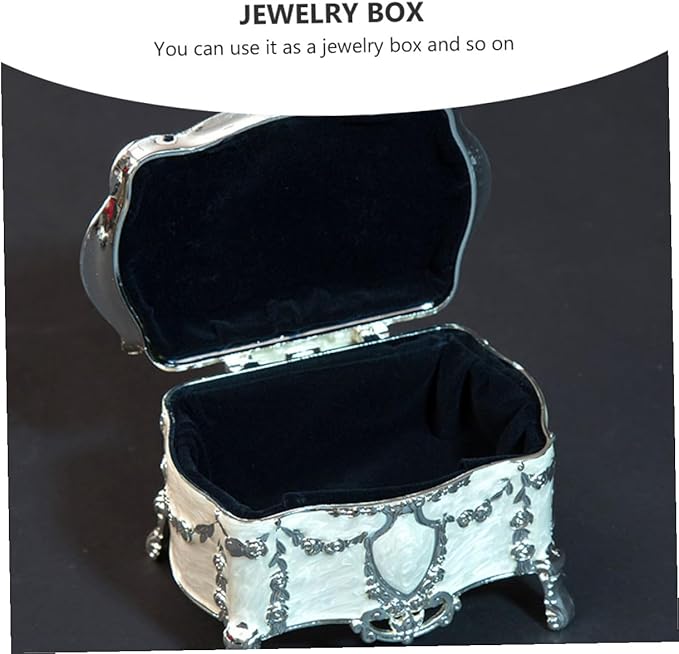 Vintage Jewelry Storage Box Small Retro Jewelry Case for Earrings and Necklace Organizer for Makeup Table Display 6.8x5.3x5.5 Inch