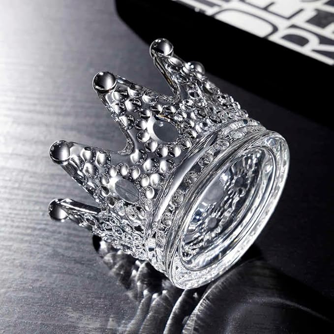 Crystal Crown Glass Storage Box, Royal Jewelry & Makeup Organizer for Earrings Rings Beauty Blenders, Elegant Vanity Display Stand