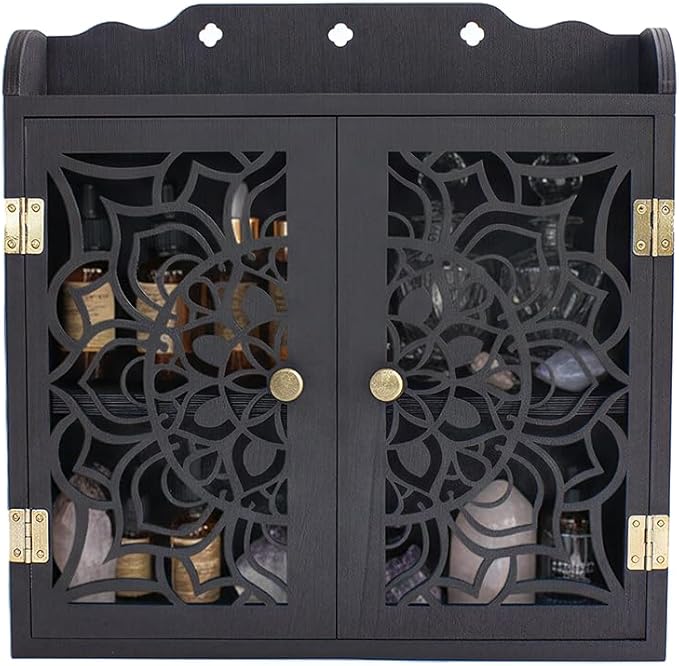 Crystal Display Shelf for Essential Oil and Nail Polish, Display Case for Crystal Rock Gem and Healing Stone, Wall Shelf for Trinket and Knick Knack, Gothic Witch Shelves
