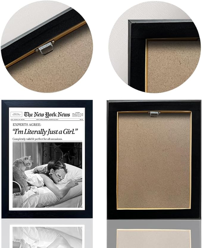 Framed New York Posters Black And White Wall Art Trendy Wall decor for Bedroom Newspaper Posters Vintage I'm Literally Just a Girl Dorm Room Decoration Aesthetic Feminist Magazine Decor