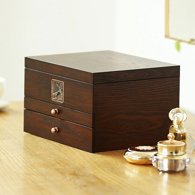 Makeup Organizers Luxury Wood Jewelry Box Wooden Velvet Necklace Ring Earring Watch Organizer Jewellery Storage Case Casket Jewelry Case