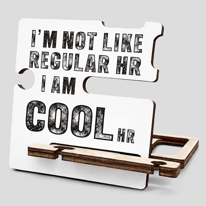 Funny Office Gifts for HR - Multi-functional Desk Organizer - Humorous Office Quote Wooden Sign for Office Desk Shelf Decor