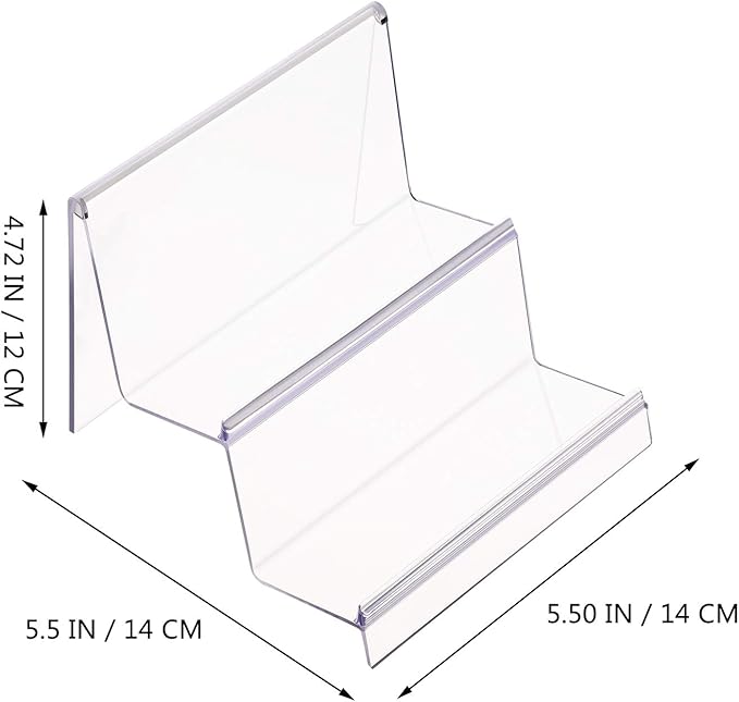 DOITOOL Clear Acrylic Purse Display Stand Holder Wallet Stand 2 Tier Handbag Purse Display Stand Glasses Holder Jewelry Display Riser Shelf for Home Decoration and Organizer