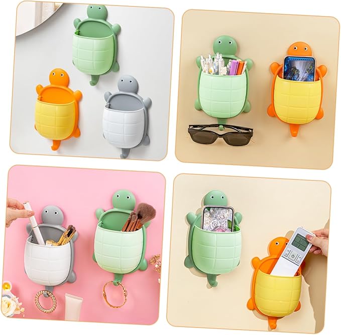 GARVALON Turtle Design Wall Mount Storage Box Pp Material Bathroom Makeup Organizer Floating Shelf for Living Room