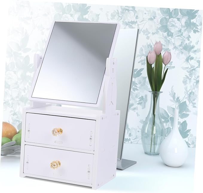 Makeup Containers Organizers Dresser Mirror Storage Vanity Mirror for Desk Makeup Storage Box