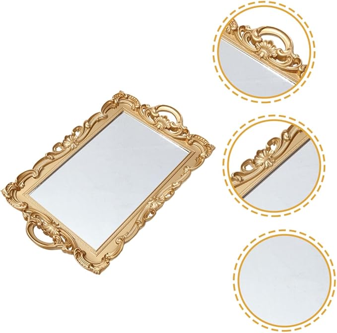 BESPORTBLE Vintage Mirror Tray Perfume Organizer for Dresser Vanity Mirror Tray Perfume Display for Makeup Table Home Décor