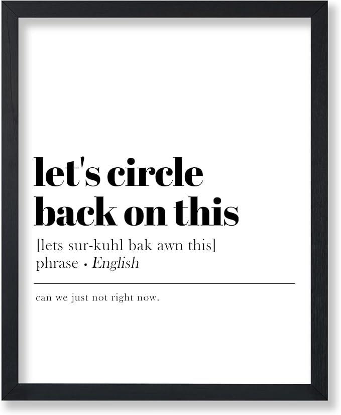 Poster Master Typography Poster - Retro Dictionary Print - Let's Circle Back on This Definition, Book Page, Funny - Gift for Colleague, Friend - Wall Decor for Home, Office, 24x32 Unframed Wall Art