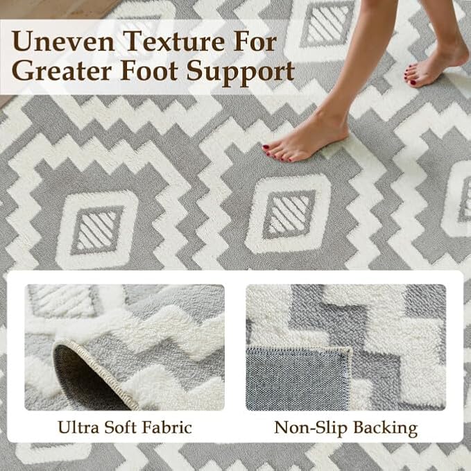 PureCozy Super Soft Shag Rug 8x10 for Living Room Modern Gray Washable Large Area Rugs High Pile Non-Shedding Throw Rugs Non Slip Indoor Office Carpet for Playroom Bedroom Home Aesthetic Decor