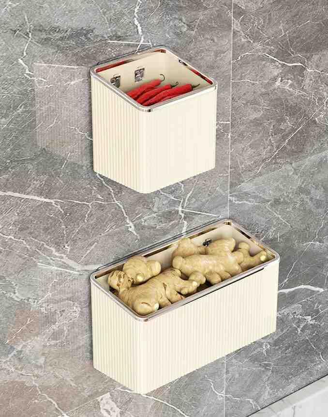 TXLFRO Pulreiush Floating Shelves Wall Bin Organizer Adhesive Wall Mounted Plastic Storage Organizer No Drilling Hanging Storage Containers Makeup Organizer Shelf for Office, Kitchen, Home