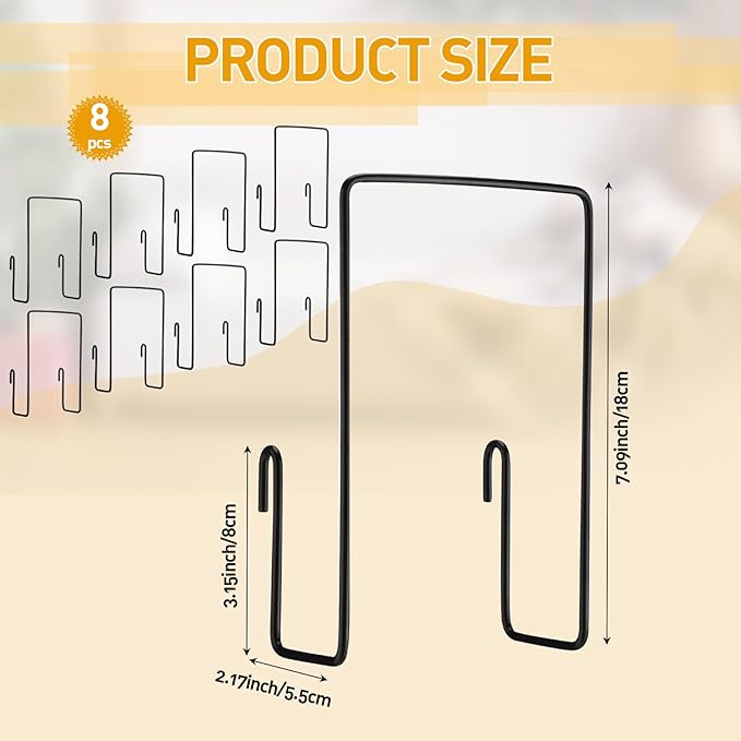 MorningRo 8 Pack Wall Grid Panel Accessories Gridwall Shelf Metal Wire Magazine Holder Literature Display Book Mail Card File Organizer Bookshelf Hooks for Exhibition Trade Show Office Retail (Black)
