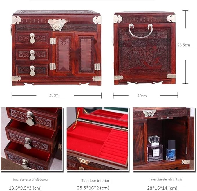 Jewellery Box Makeup Organizer Jewelry Case Organizer Jewelry Storage Wooden Jewelry Box Storage Box Antique Jewelry Box Handmade Jewelry Large-Capacity Dressing Decoration Ladies Wedding Jewelry Box