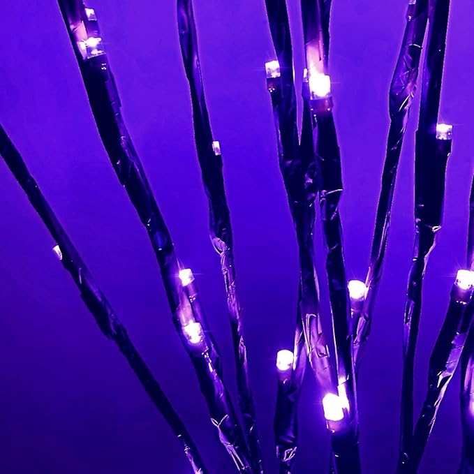 XIANMU Led Branch Light Battery Operated Lighted Branches Vase Filler Willow Twig Lighted Branch 30 Inch 20 LED for Christmas Home Party Decoration Indoor Outdoor Use Pack of 2 Purple