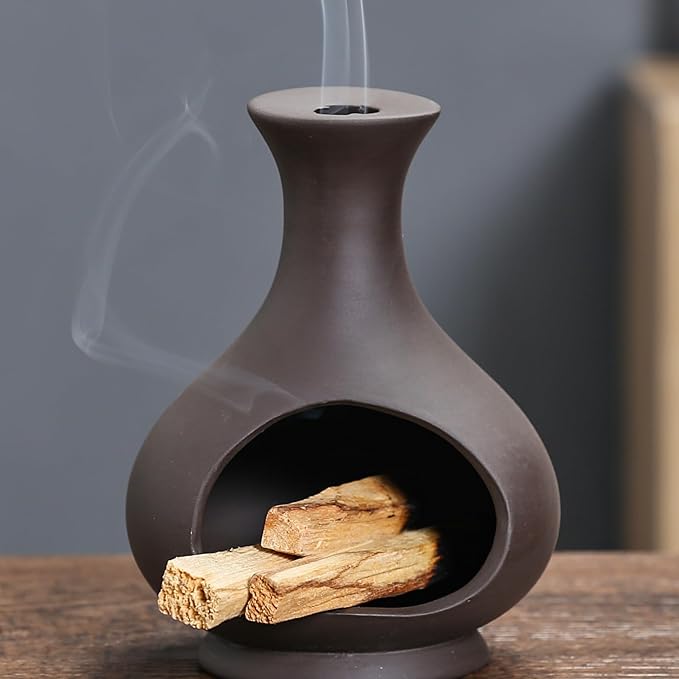 Multi-Functional Palo Santo Burner, Palo Santo Holder， Stick and Sage Smudging Bowl, Modern Incense Burner with Chimney, Ash Catcher, Suitable for Spiritual Rituals, Yoga, Meditation