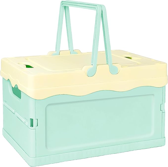 Tobeso-Nuoze Pastel Plastic Storage Basket with lid (Blue)