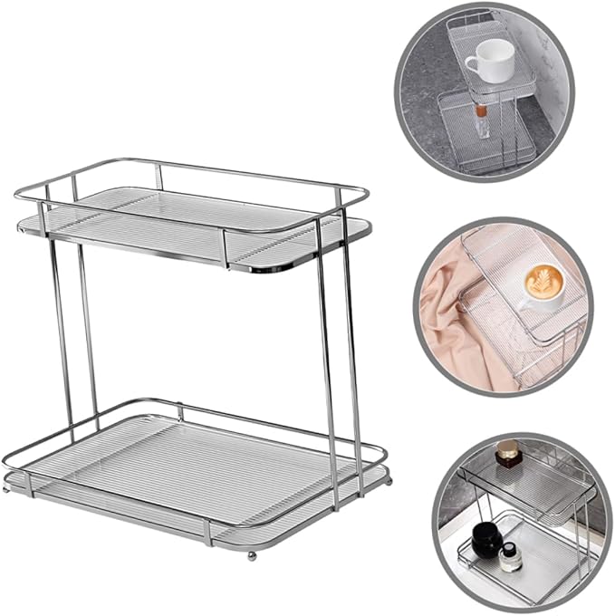Cabilock 2tier Bathroom Countertop Organizer for Cosmetics Acrylic Storage Shelf Stylish and Sturdy Vanity Rack for Toiletries and Makeup Easy to Clean and Install Space-Saving for Bathroom
