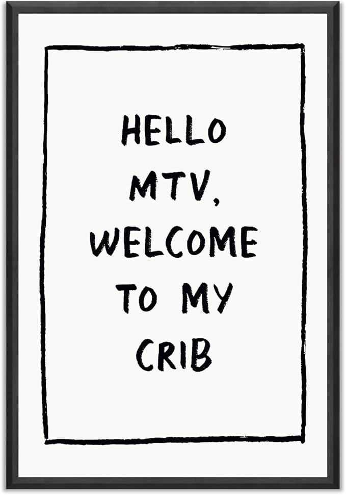 Trendy Wall Art Welcome Posters Eclectic Home Decor Hello MTV, Welcome to My Crib Art Print Funky Eclectic Gallery Wall Art Prints for Bedroom Living Room Aesthetic Wall Art Print 16x24in Unframed