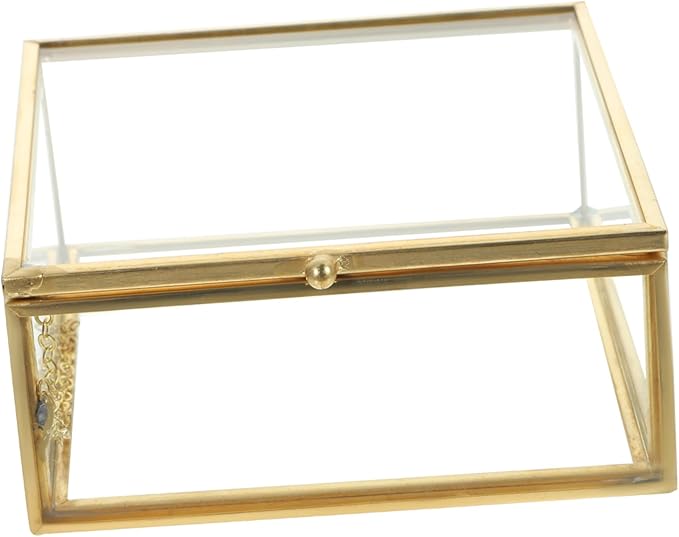 Luxury Glass Jewelry Storage Box Lidded Glass Case for Trinkets Perfume and Cosmetic Organizer Small Jewelry Organizer Home Decorative Storage