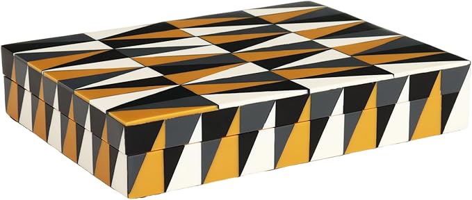 Handicrafts Home Decorative Storage Box with Lid, Multicolor Decorative Box for Remote Controls, Slim Coffee Table Storage Box for Shelf, Desk & Living Room Decor, Puzzle Guild 8 x 6 x 1.5