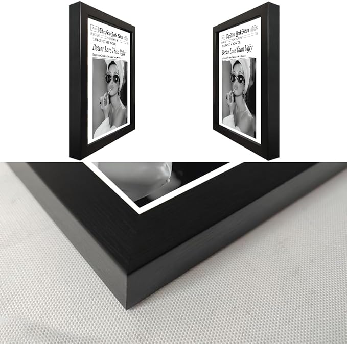Trends Wall Art New York Poster Audrey Hepburn Wall Art Newspaper Better Late Than Ugly Poster Framed Black and White Retro Aesthetic Canvas Prints Feminist Girl Dorm Room Decor