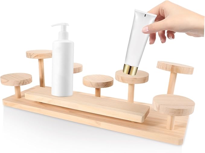 Cosmetics Display Stand Perfume Holder Organizer Wooden Shelf Makeup Holder for Vanity Clutter Desktop Riser