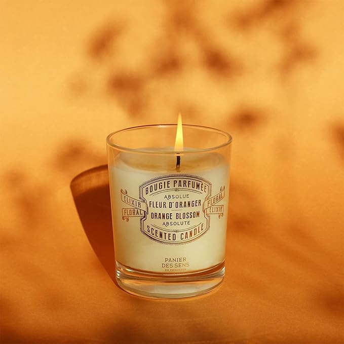 Panier des Sens Orange Blossom Candle - Hand-Poured in Provence, France - Long Lasting Scented Candles - up to 55 Hours Burn Time - Orange Scented Candle - 100% Natural Cotton Wick - 6.3 oz