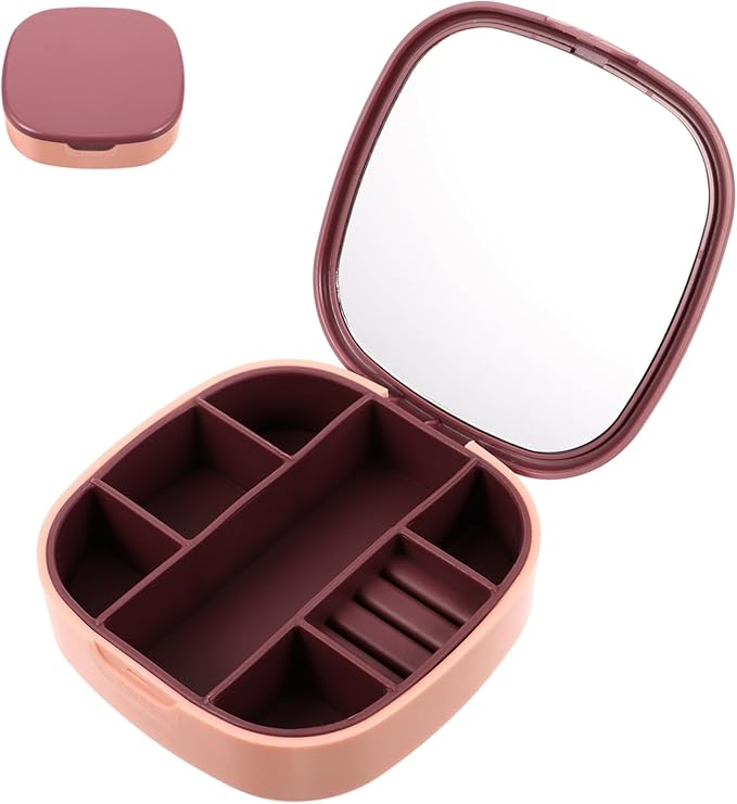 BESPORTBLE Portable Jewelry Storage Box Mirror Jewelry Organizer for Travel Makeup Organizer Mirror