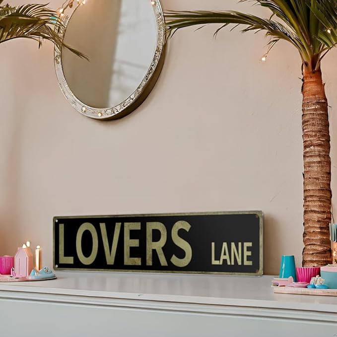“Lovers Lane" Y2K Room Wall Decor Aesthetic –16x4″ Vintage Street Signs for Bedroom | Sassy Posters Decorations for Downtown Girl Room Girly Bedroom Teen College Dorm, 2368