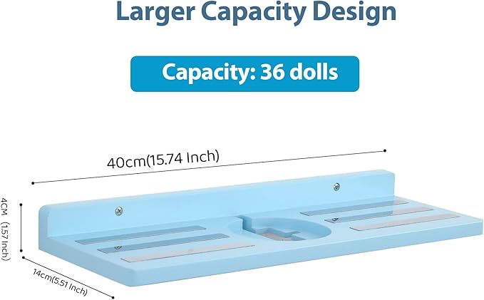 For Tonies Figures Shelf Magnetic,for Tonie Box Wall Shelves,for Tonies Characters Organizer Audio Toy Storage (Holds 36 Figurines),Compatible Charging Station for Children Kid's Room,Oak Wood,Blue