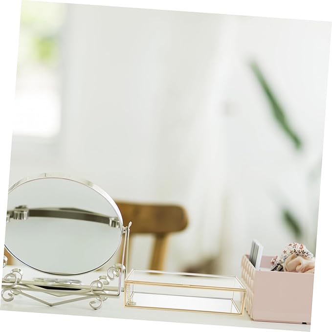 Levemolo 1Pc Elegant Jewelry Box Storage Case Versatile Glass Cosmetic Organizer for Lipstick and Jewelry for Weddings and Special Occasions