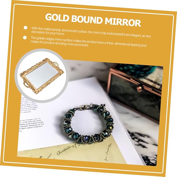 Cabilock Decorative Perfume Tray and Makeup Mirror Plate Vanity Organizer for Dresser Countertop with Mirror Surface Suitable for Home and Bathroom Use
