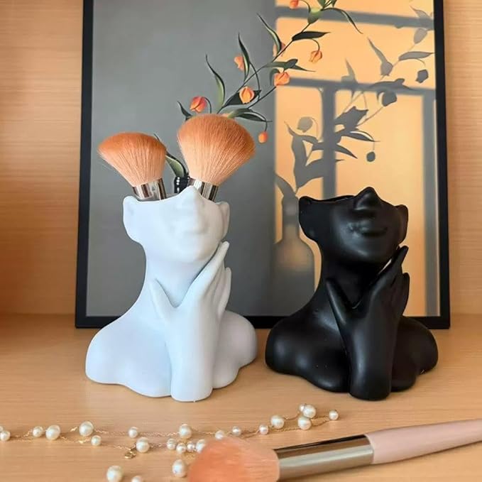 New Creative Human Body Art Vase Makeup Brush Pen Holder, Multi-Functional Desk Organizer Statue Ornament, Home Office Decor