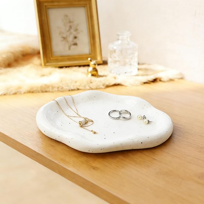 CHENACC Cloud Ceramic Jewelry Tray, Small Decorative Dish for Home Accessories. Perfect Personalized Birthday for Women, Sisters,Girlfriend and Mother, Long Shape