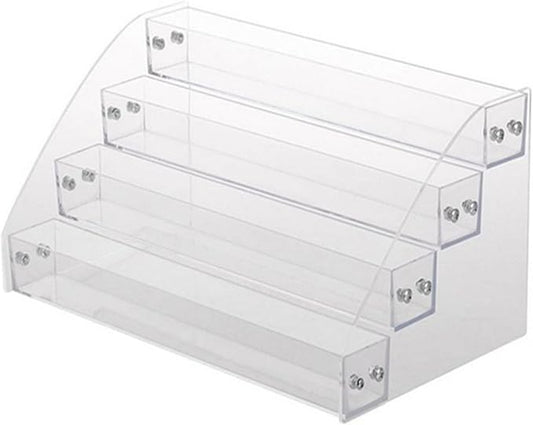 Acrylic Risers Display Stands, 12 Inch Clear Acrylic Shelves 4 Tier Perfume Stand Organizer Desktop Plastic Storage Box for Figurine Display, Makeup, Toys, Cupcake.