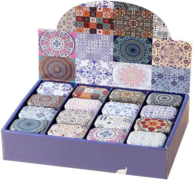 8Pcs Metal Hinged Tin Box Container Floral Farmhouse Rustic Mini Portable Small Storage Container Kit with Lid for Home Storage 2.1x1.5x1 Inch (Multicolor)