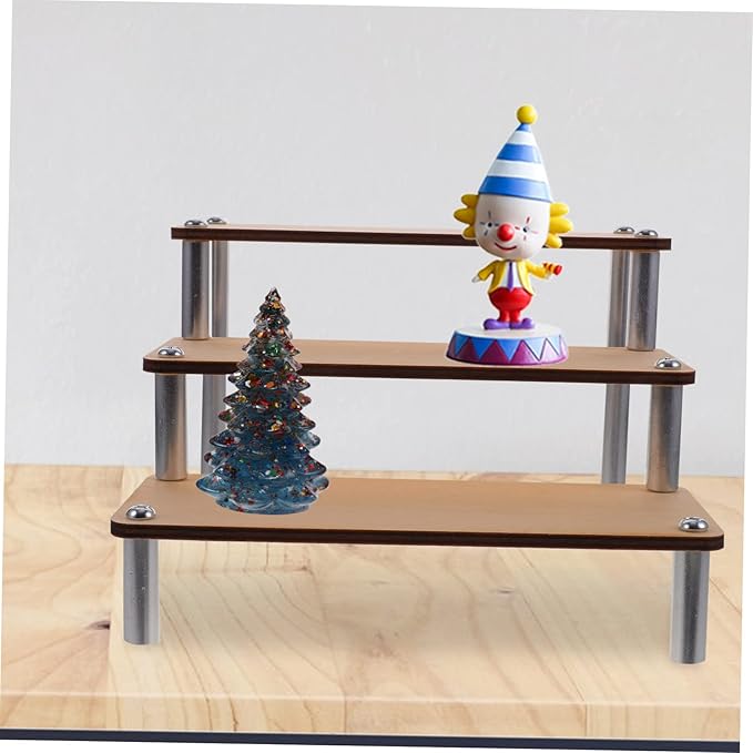 Unomor Rustic Wooden Display Rack Makeup Organizer Perfume Holder Earring Riser Stand Home Decor