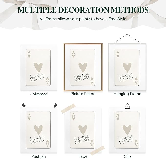 bakbrand Wall Art Minimalist Aesthetic Wall Decor Coquette Modern Canvas Decor Posters Trendy Preppy Bow Picture Print Painting for Bedroom/Living Room, Set of 4 Pcs Unframed (AC1, Beige, 8W x 10L)