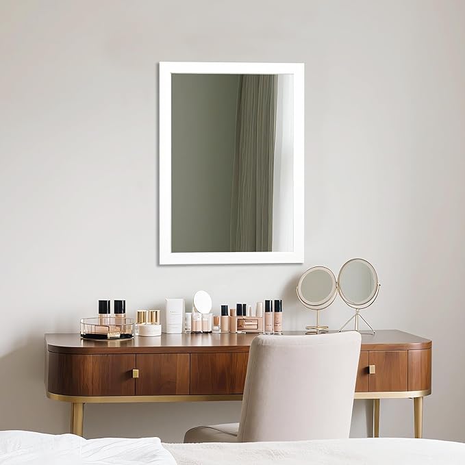 Ruomeng Rectangular Wall Mirror 20" x 28" for Bathroom, Bedroom, Entryway, Living Room, White