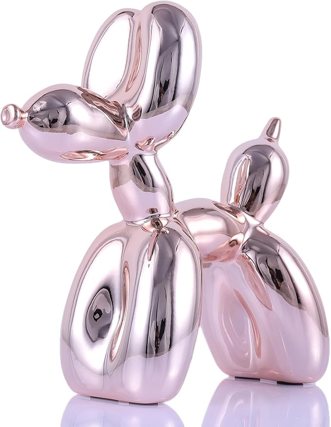 Pink Balloon Dog Decor,Balloon Animal Shelf Decor Preppy Room Decors,Cute Statue Home Decors, Bedroom Modern Sculpture Desk,Office Gold Decorations Small Figurines