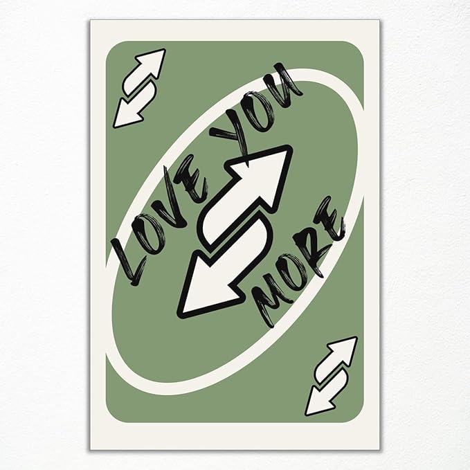 abrtolpffo Trendy Sage Green Canvas Wall Art, Love You More Quote Aesthetic Poster, Retro Playing Card Art Print, Preppy Girly Bedroom Wall Decor, Cute Arrows Sign Picture 24x36in Unframed